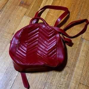Purse backpack leather red